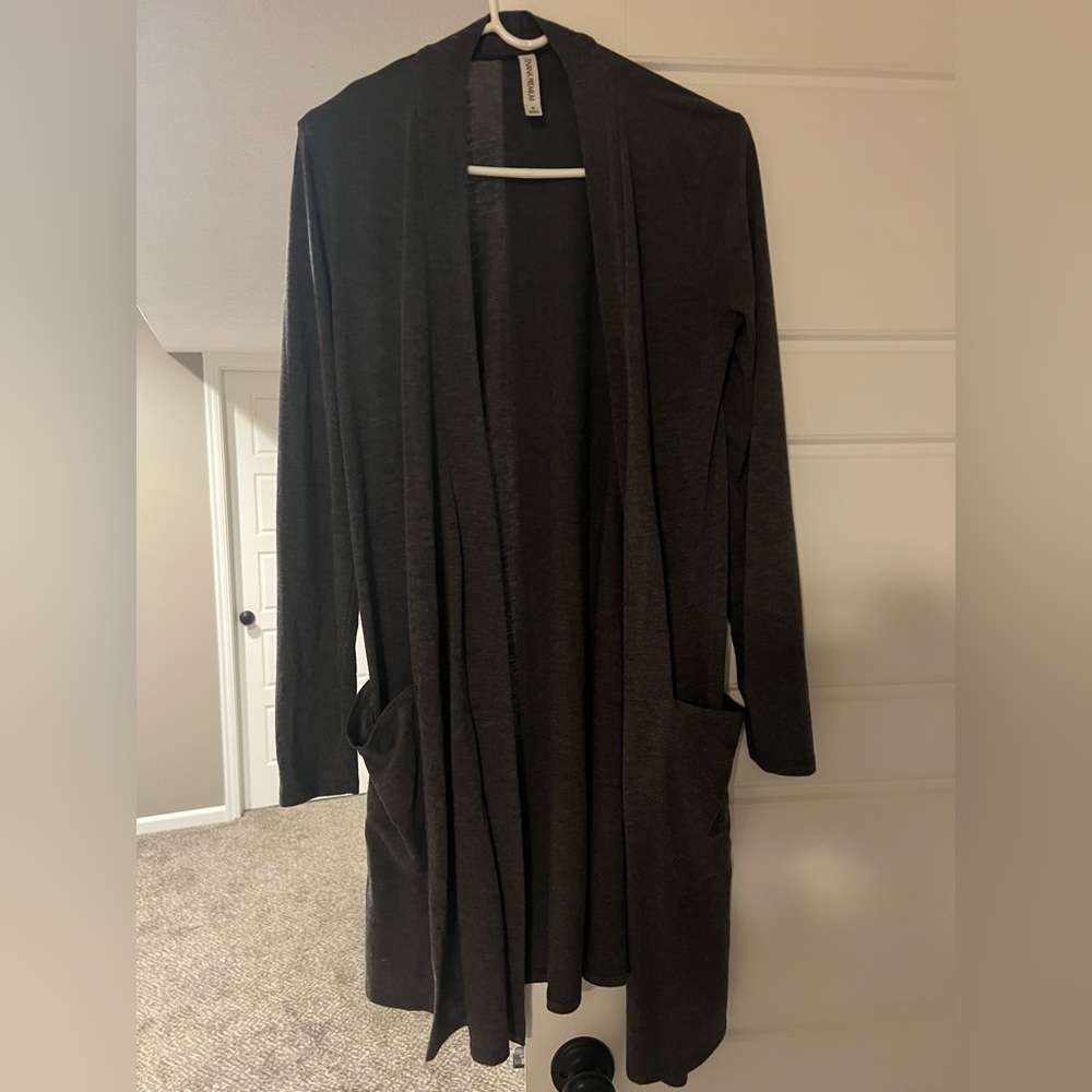 Long open front cardigan/duster - small